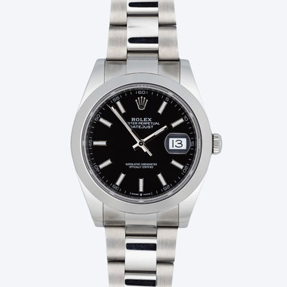 Pre Owned Rolex Datejust 41 126300 Black Dial Smooth Bezel Oyster