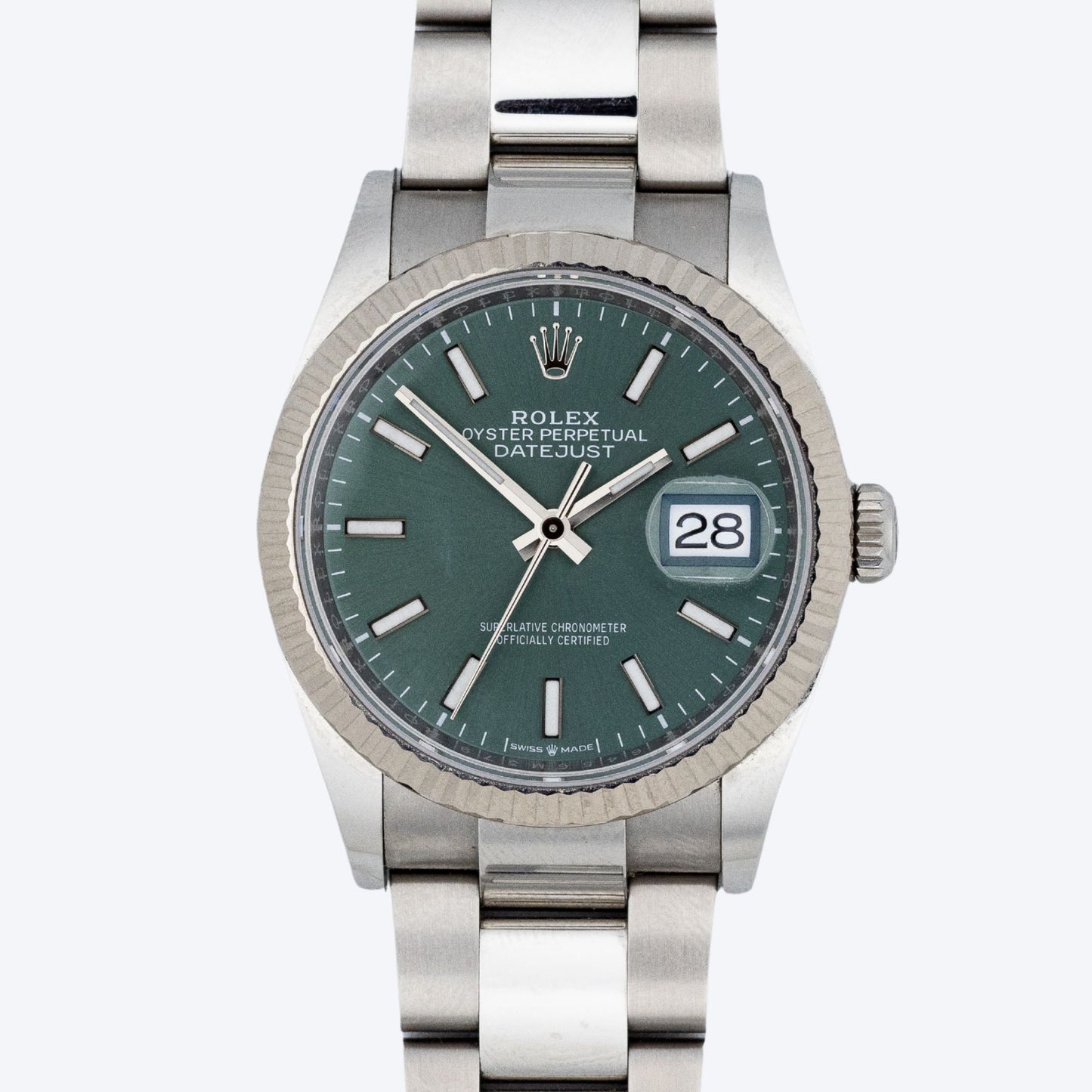 Pre-Owned 2025 Rolex Datejust 36 Mint Green 126234