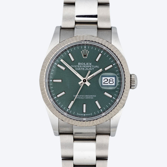 Pre-Owned 2025 Rolex Datejust 36 Mint Green 126234