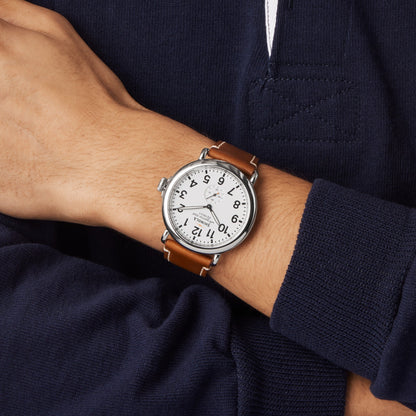 Shinola Runwell 47mm White Dial Tan Leather Strap Watch
