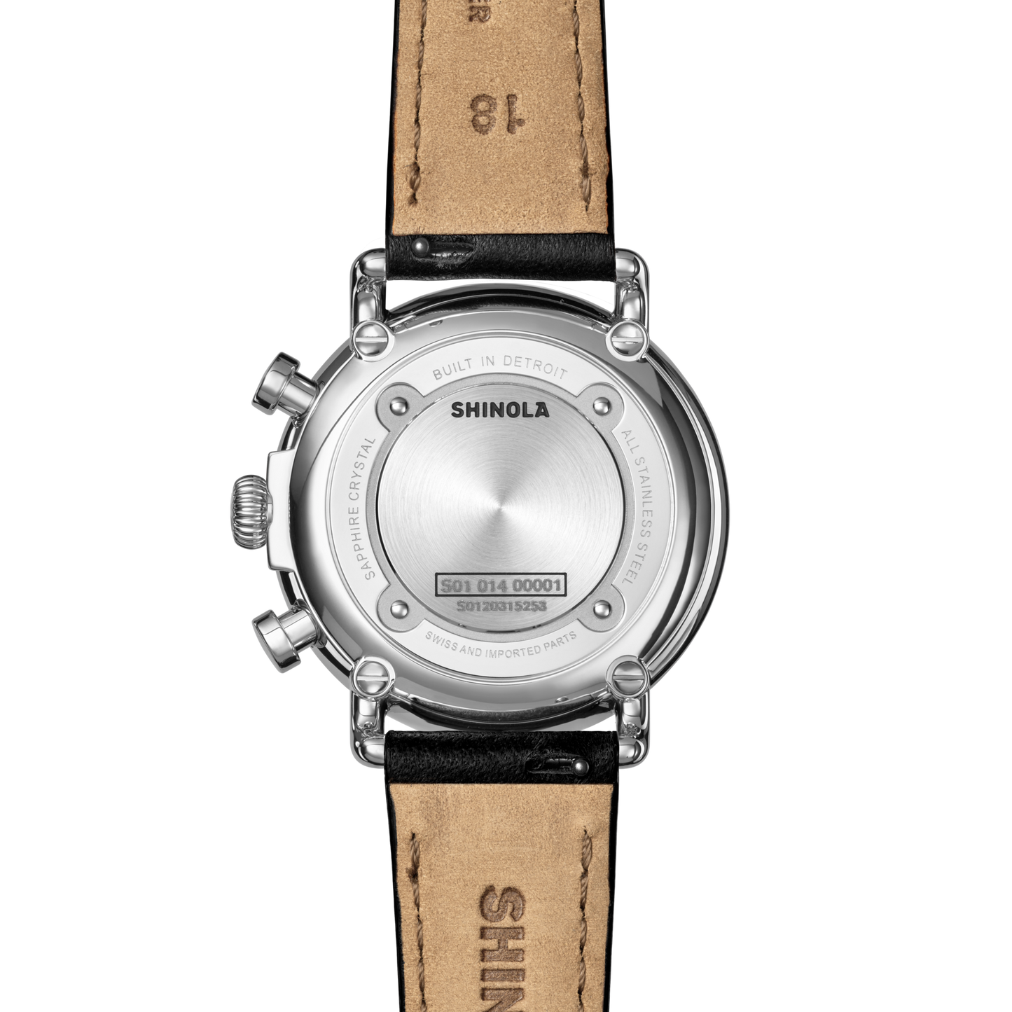 Shinola Runwell Chronograph 37mm Black Dial Leather Strap Watch