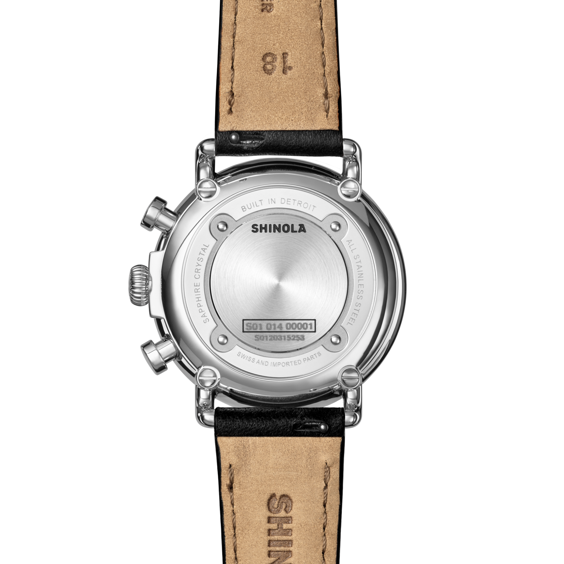 Shinola Runwell Chronograph 37mm Black Dial Leather Strap Watch