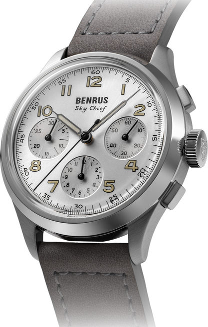 BENRUS Sky Chief Cirrus White three-quarter view