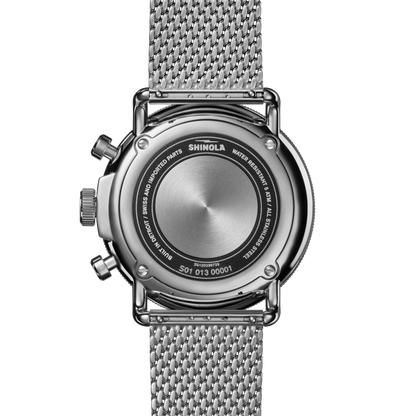 Shinola Canfield C56 Chronograph 43mm Cream Dial Mesh Bracelet Watch