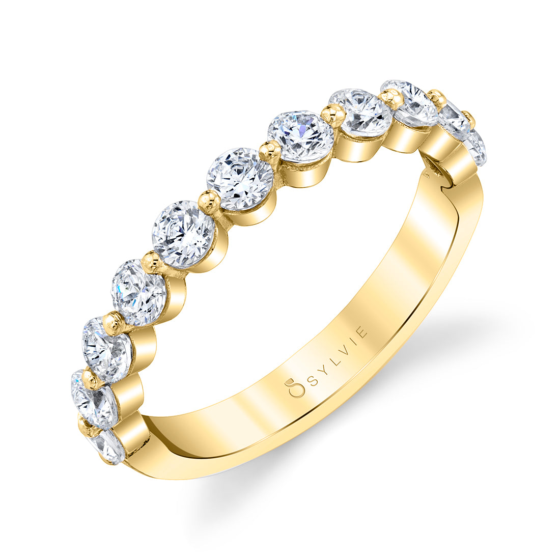 Sylvie 18K Yellow Gold Stackable Diamond Wedding Band