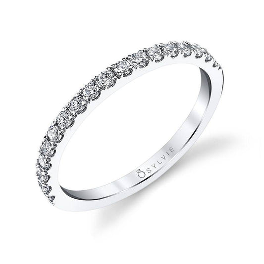Sylvie Jacalyn 18K White Gold Classic Diamond Wedding Band