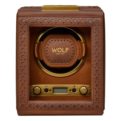 WOLF Brogue Single Watch Winder — Burnished Brown