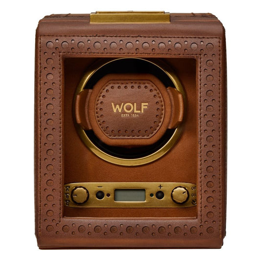 WOLF Brogue Single Watch Winder — Burnished Brown