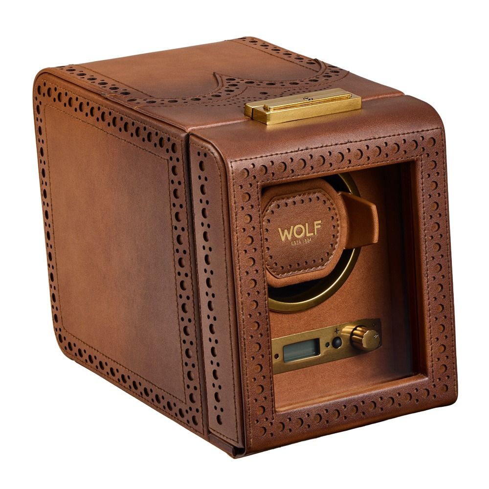 WOLF Brogue Single Watch Winder — Burnished Brown