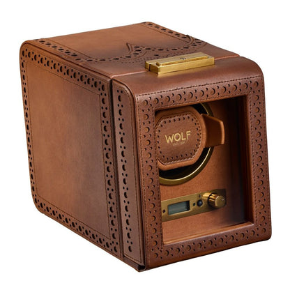 WOLF Brogue Single Watch Winder — Burnished Brown