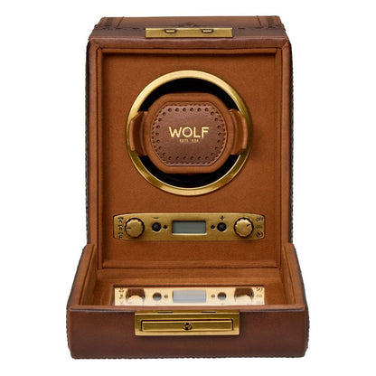 WOLF Brogue Single Watch Winder — Burnished Brown