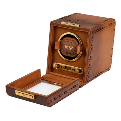 WOLF Brogue Single Watch Winder — Burnished Brown
