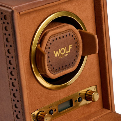 WOLF Brogue Single Watch Winder — Burnished Brown