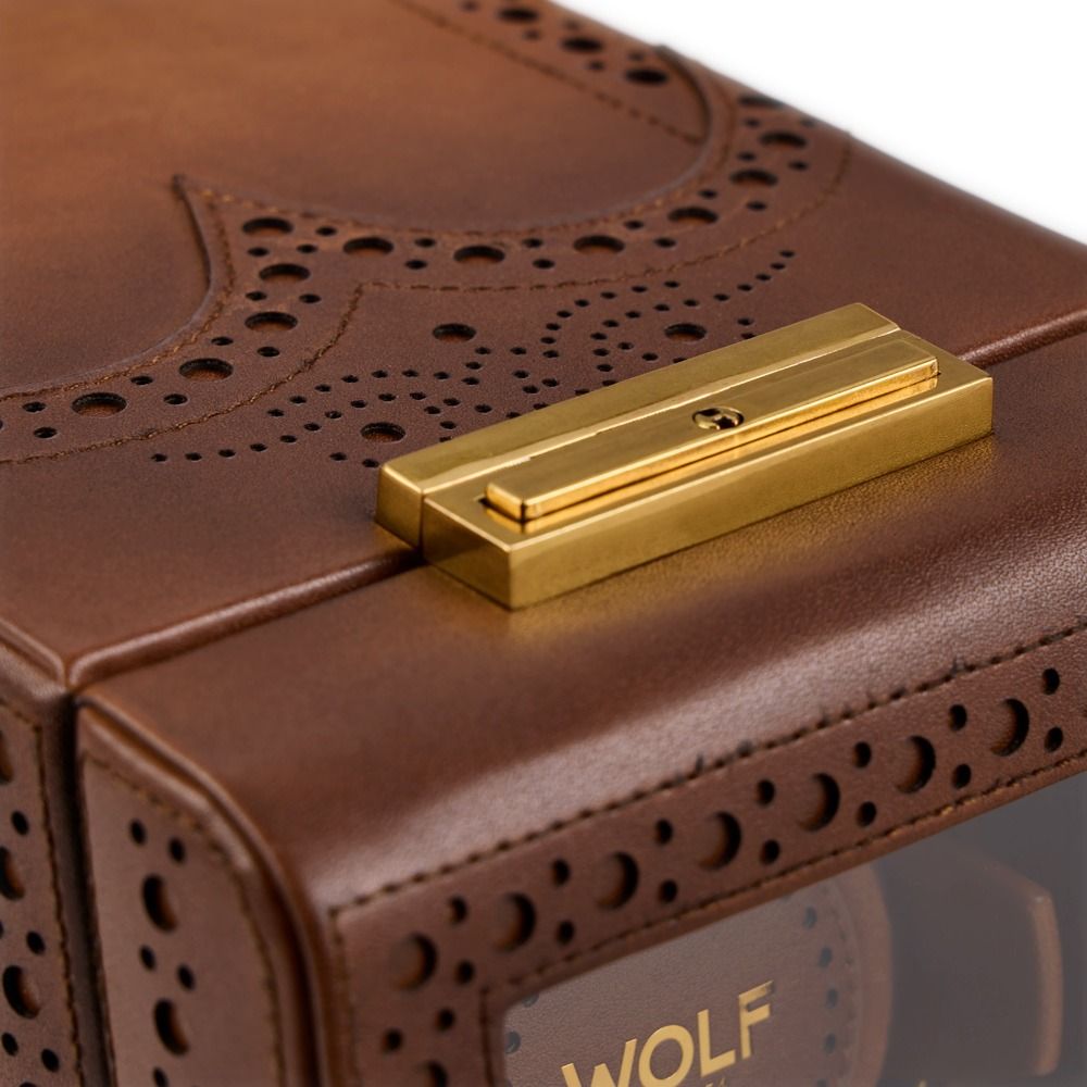 WOLF Brogue Single Watch Winder — Burnished Brown