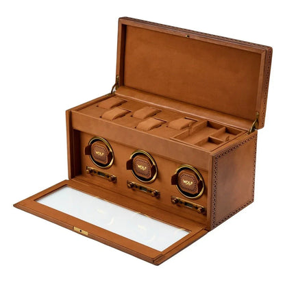 WOLF Brogue Triple Winder with Storage — Burnished Brown