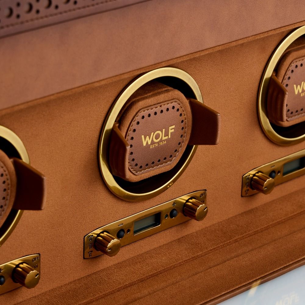 WOLF Brogue Triple Winder with Storage — Burnished Brown