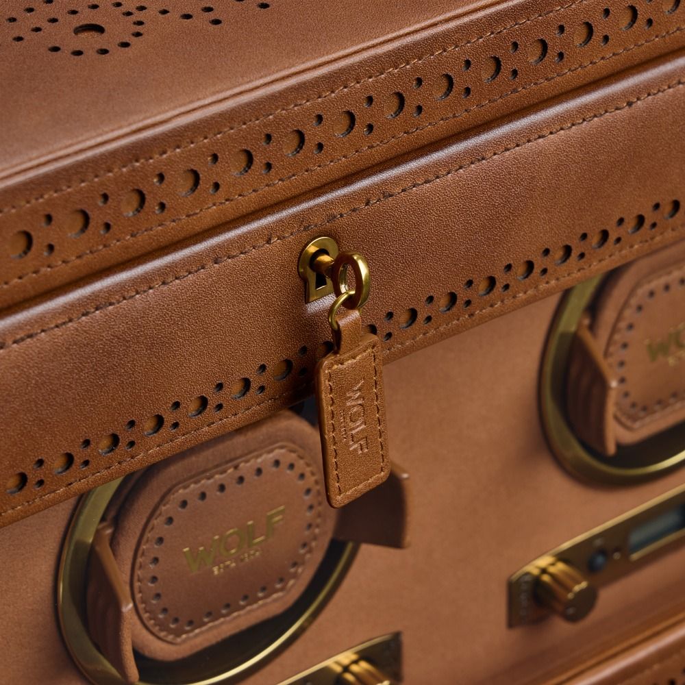WOLF Brogue Triple Winder with Storage — Burnished Brown