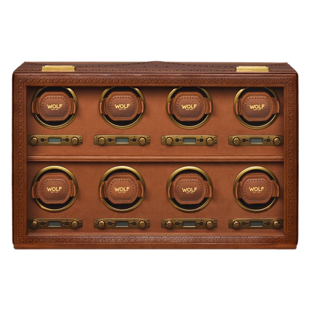 WOLF Brogue 8 Piece Watch Winder — Burnished Brown