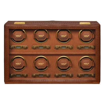 WOLF Brogue 8 Piece Watch Winder — Burnished Brown