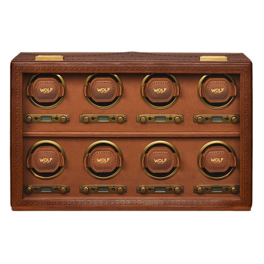 WOLF Brogue 8 Piece Watch Winder — Burnished Brown