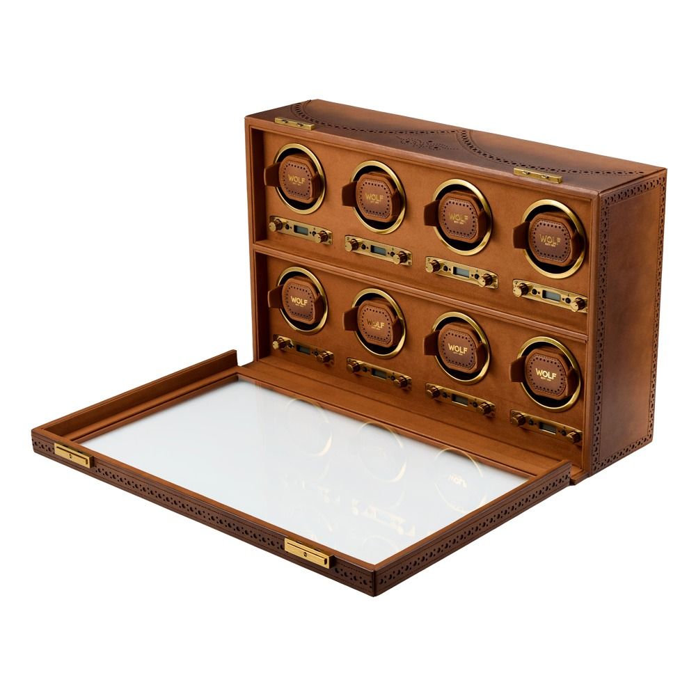 WOLF Brogue 8 Piece Watch Winder — Burnished Brown