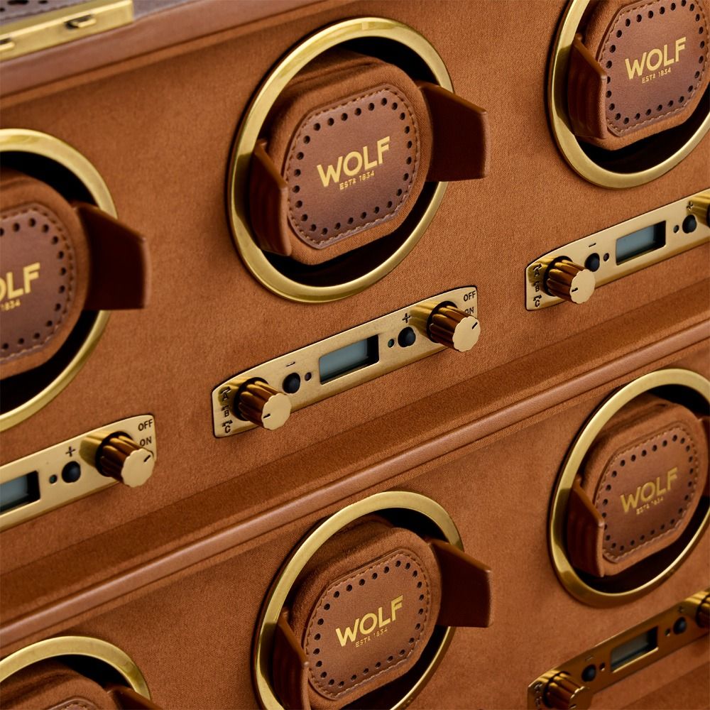 WOLF Brogue 8 Piece Watch Winder — Burnished Brown