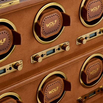 WOLF Brogue 8 Piece Watch Winder — Burnished Brown