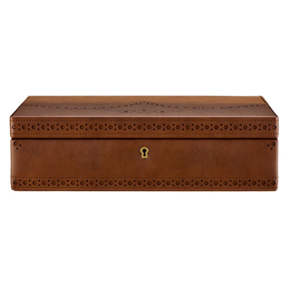 WOLF Brogue 10 Piece Watch Box — Burnished Brown