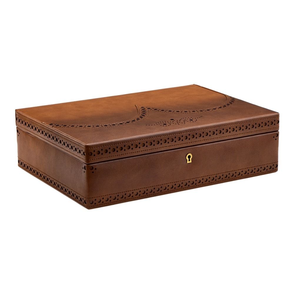 WOLF Brogue 10 Piece Watch Box — Burnished Brown