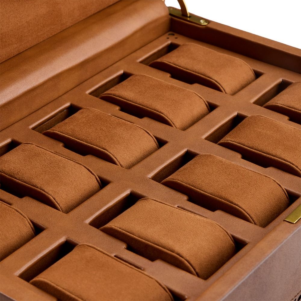 WOLF Brogue 10 Piece Watch Box — Burnished Brown