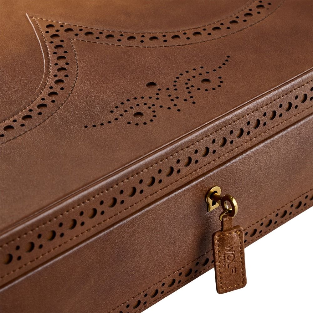 WOLF Brogue 10 Piece Watch Box — Burnished Brown