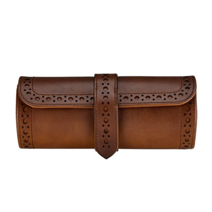 WOLF Brogue Triple Watch Roll — Burnished Brown