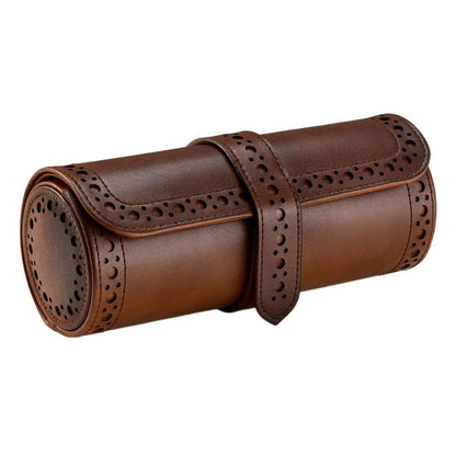 WOLF Brogue Triple Watch Roll — Burnished Brown