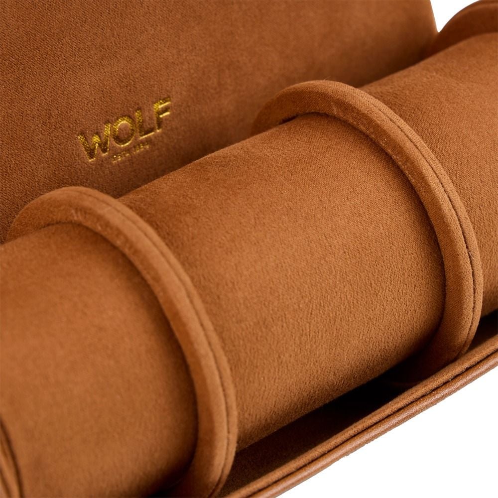 WOLF Brogue Triple Watch Roll — Burnished Brown