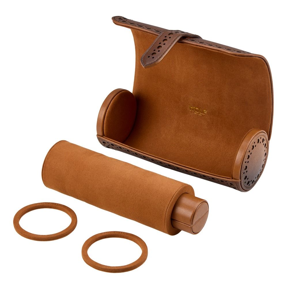 WOLF Brogue Triple Watch Roll — Burnished Brown