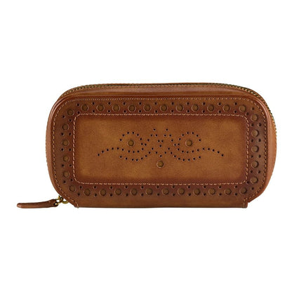WOLF Brogue 2 Piece Watch Zip Case — Burnished Brown