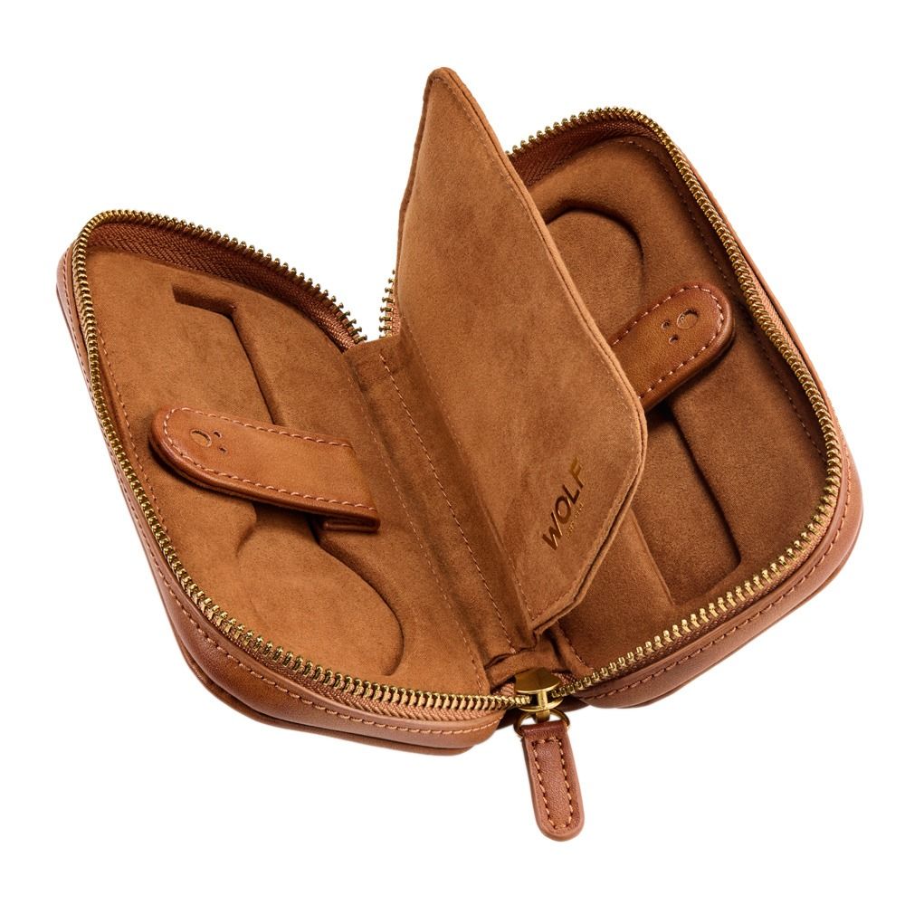 WOLF Brogue 2 Piece Watch Zip Case — Burnished Brown