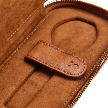 WOLF Brogue 2 Piece Watch Zip Case — Burnished Brown