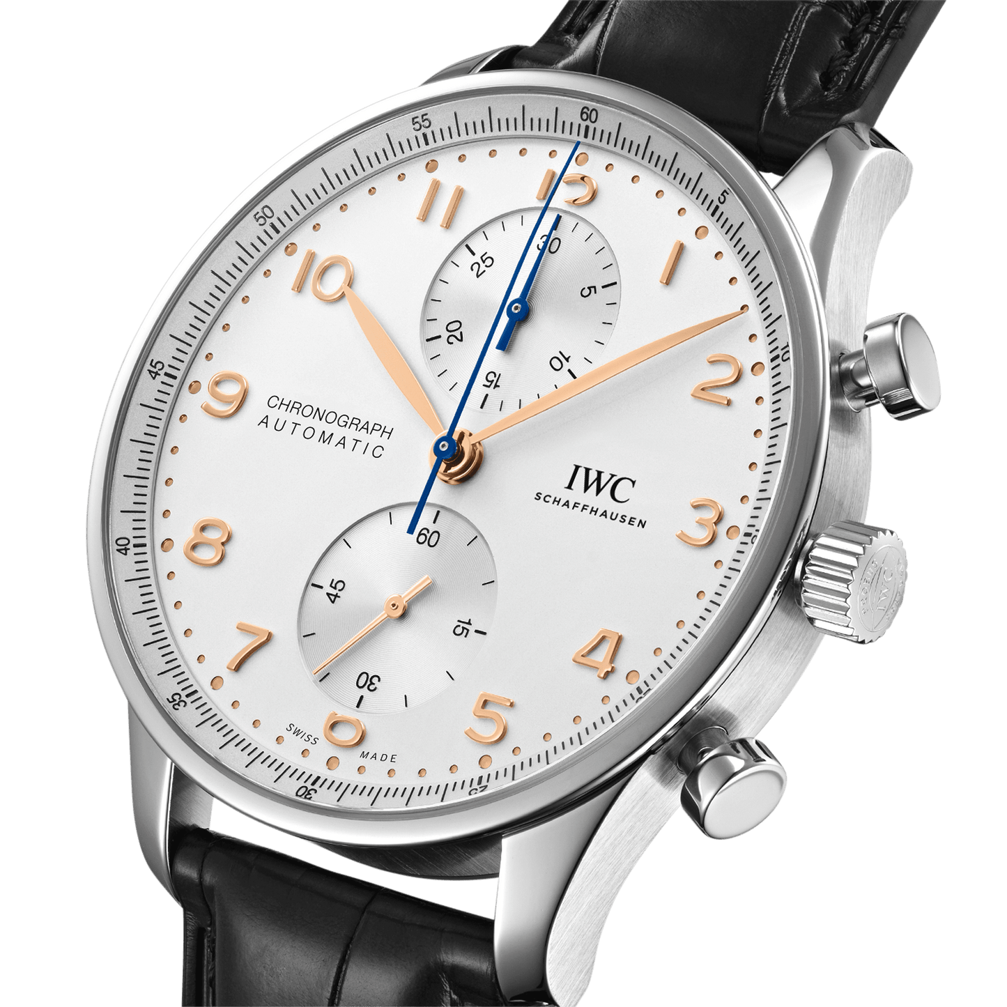 IWC Portugieser Chronograph 41 Silver Dial Leather Strap