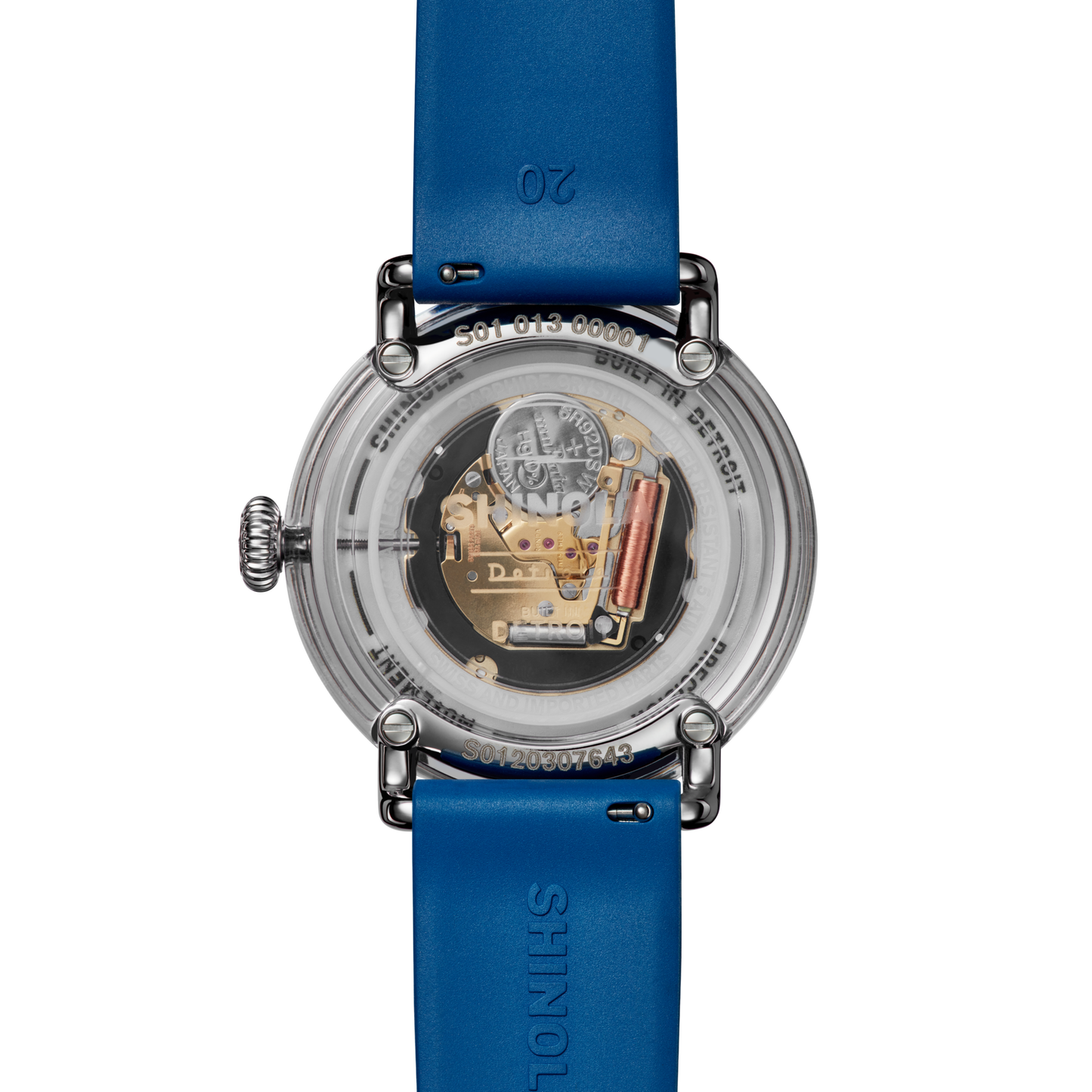 Shinola Detrola 41mm Denim Blue Dial Rubber Strap Watch