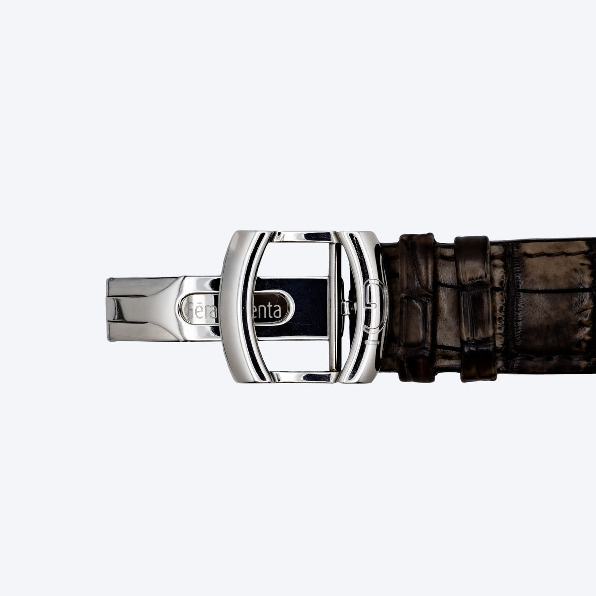 Pre Owned Gérald Genta Arena Bi-Retro 45mm Steel Watch with Silver Dial and Brown Leather Strap