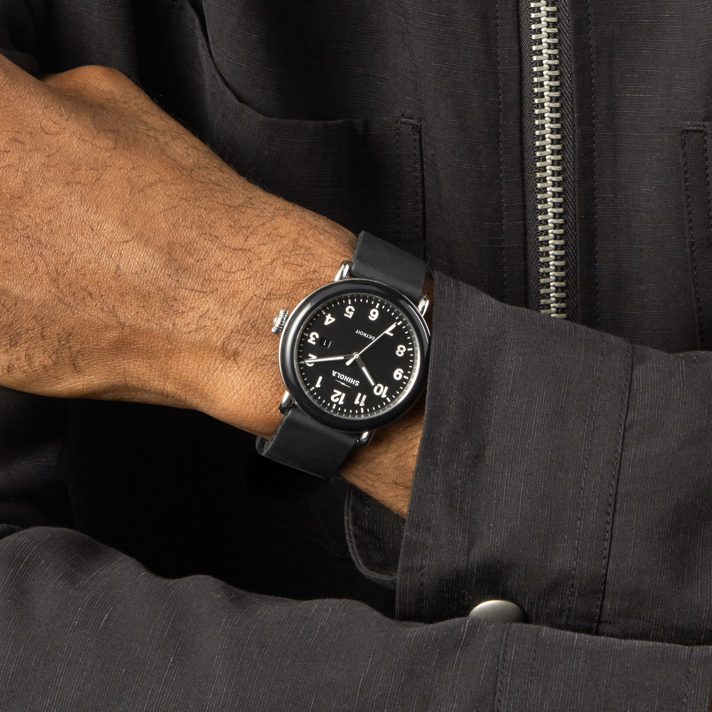 Shinola Detrola 41mm Black Dial Rubber Strap Watch