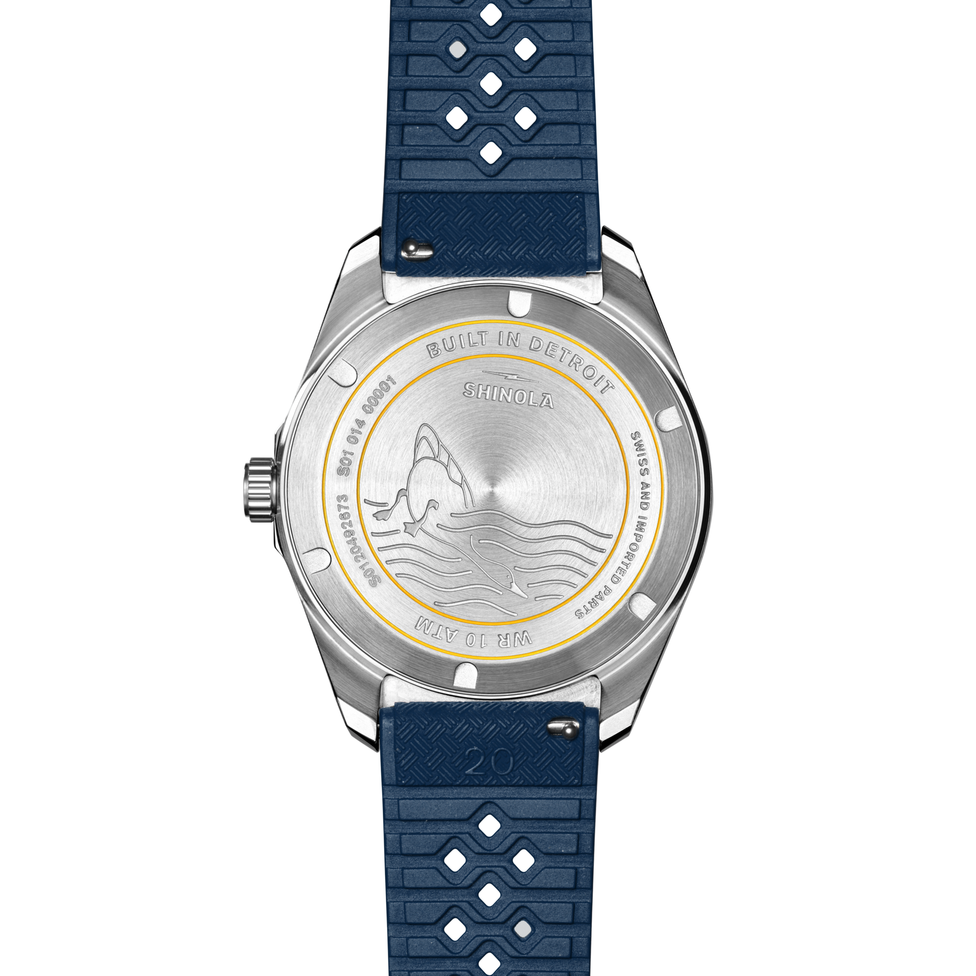Shinola Duck 40mm Midnight Blue Dial Rubber Strap Watch