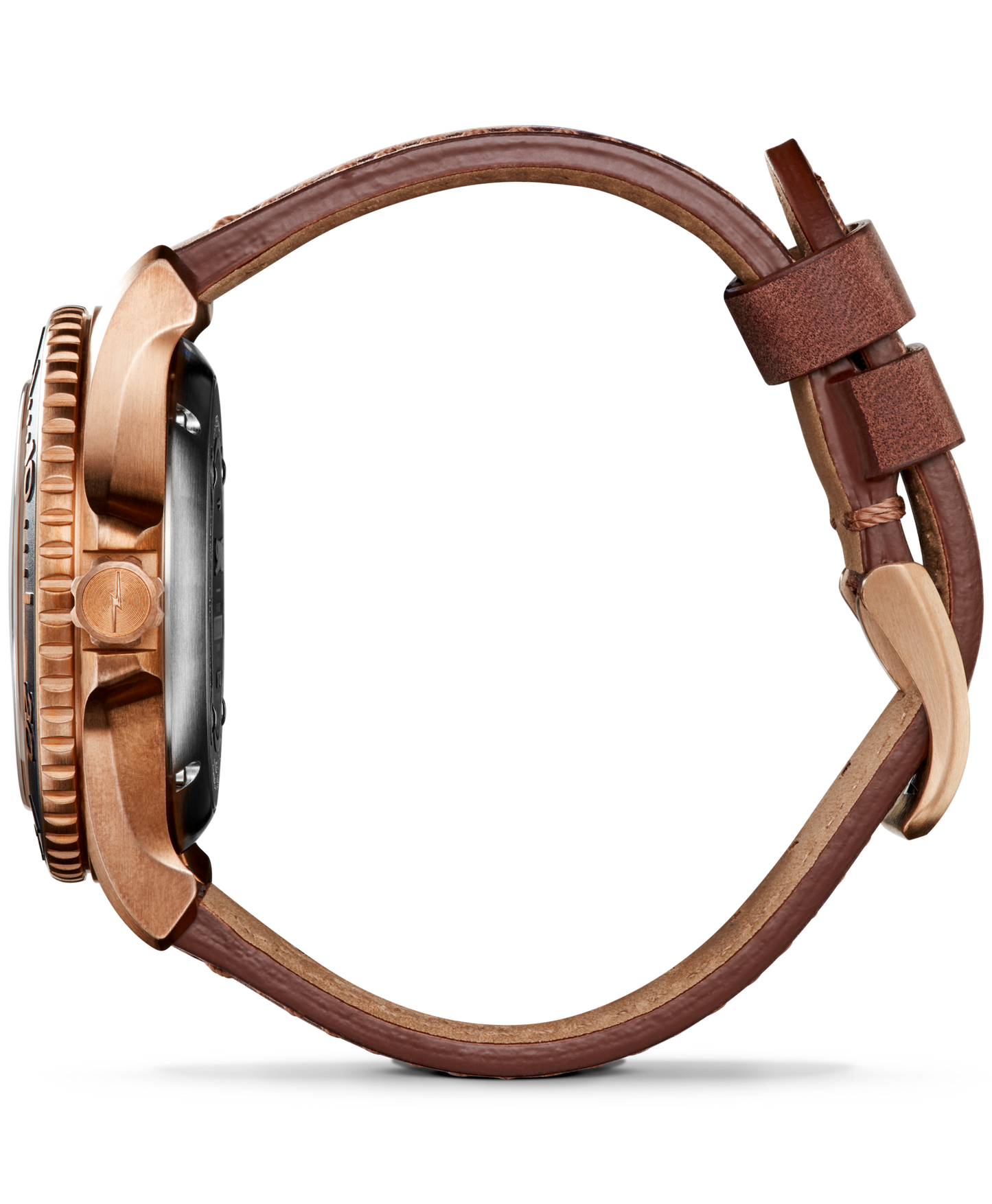 Shinola Bronze Monster Automatic 43mm Black Dial Leather Strap Watch