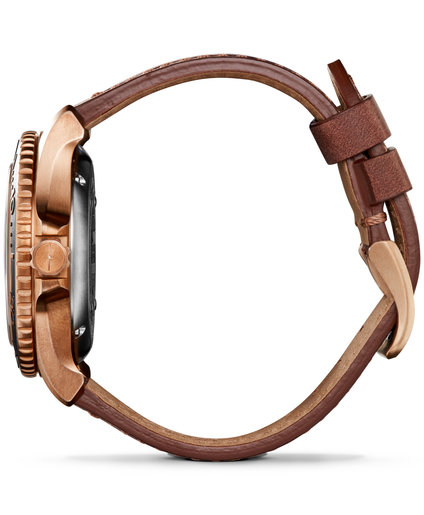 Shinola Bronze Monster Automatic 43mm Black Dial Leather Strap Watch