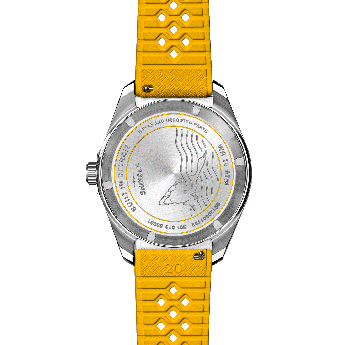Shinola Duck 40mm Canary Yellow Dial Rubber Strap Watch