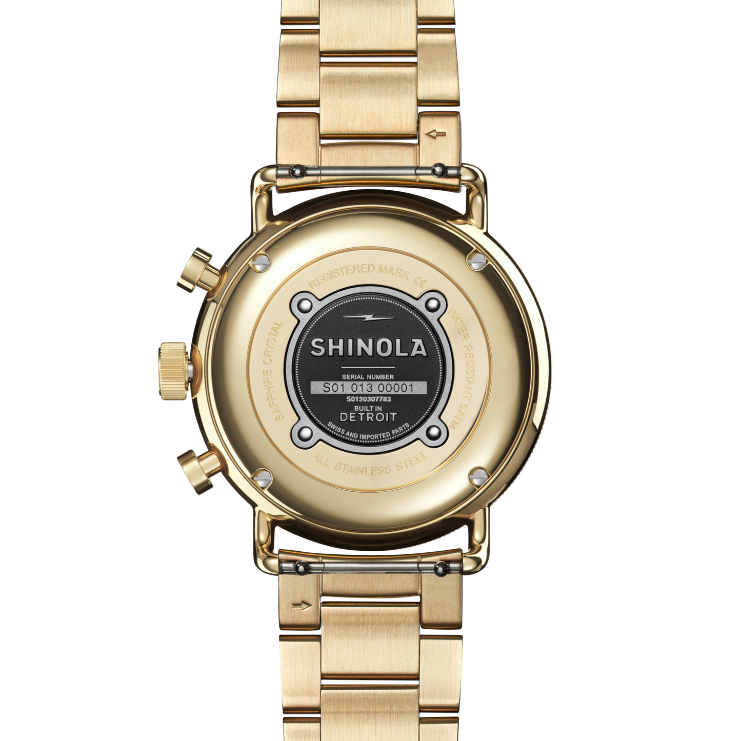 Shinola Canfield Sport Chronograph 40mm Silver Dial Gold-PVD Watch