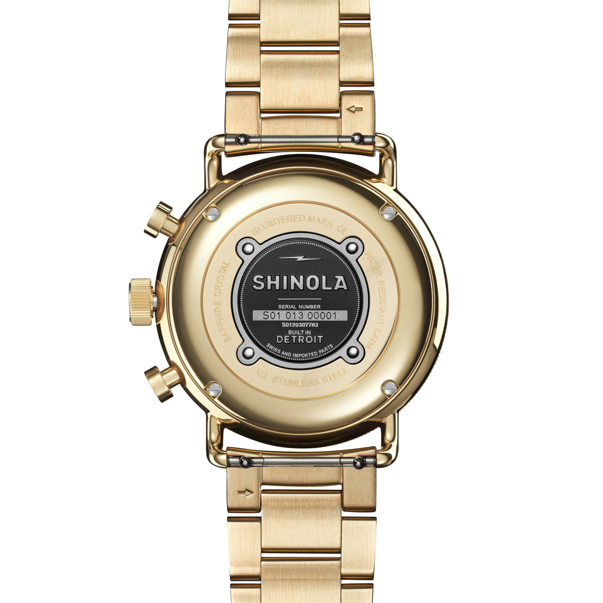 Shinola Canfield Sport Chronograph 40mm Silver Dial Gold-PVD Watch