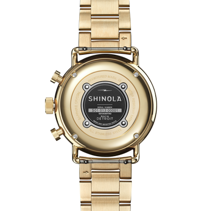Shinola Canfield Sport Chronograph 40mm Silver Dial Gold-PVD Watch