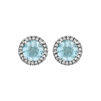 King Jewelers Topaz and Diamond Halo December Birthstone Earrings